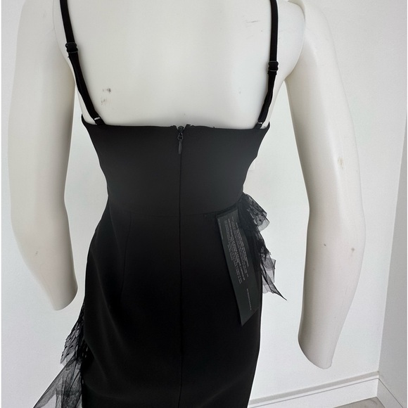 BCBG Asymmetrical Ruffle Sheath Mini  Dress Size 0 Black NWT - Picture 6 of 7